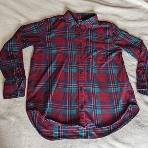 Roots Women's Plaid Flannel Button Down Shirt Size Small